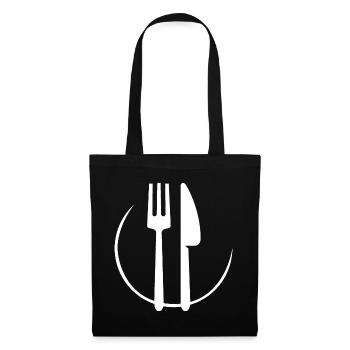 gastronomie bistro besteck cutlery geschenk team - Stoffbeutel - Schwarz - Vorne
