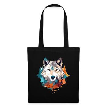 Loup Tête de Loup Prédateur Nature Colorée Nature Nature Nature Art - Sac en tissu - noir - Devant