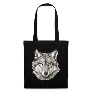 Wolf Wolf Head Black & White Drawn Art - Sac en tissu - noir - Devant
