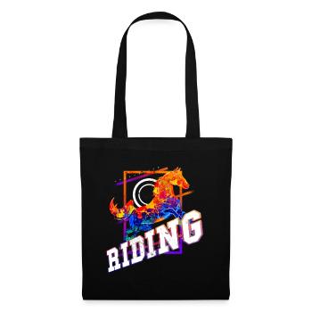 Riding Rider Horse Jumping Sport Colorful Vintage - Tote Bag - black - Front