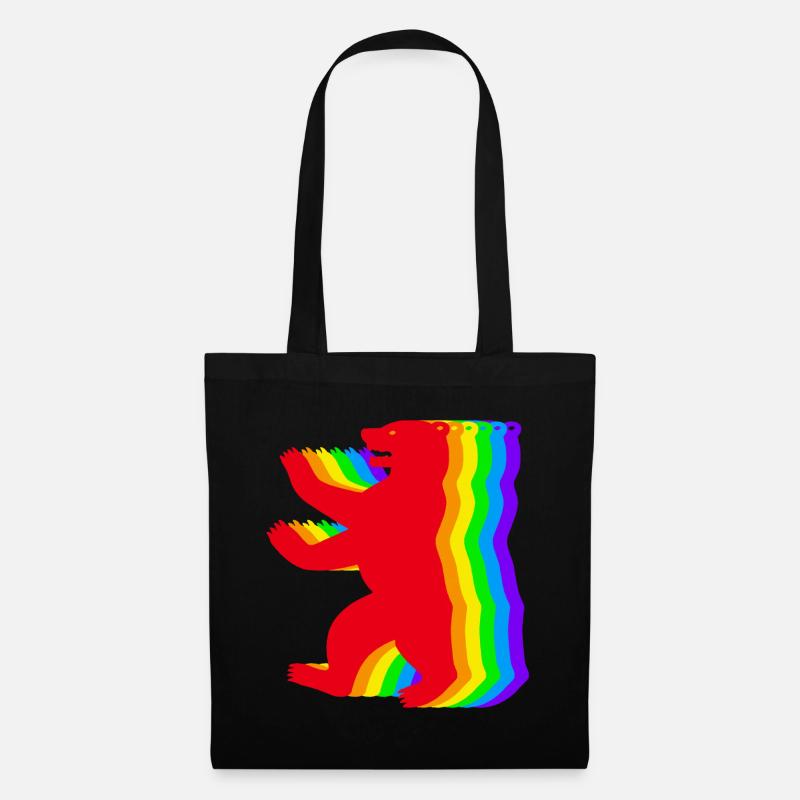 Berliner Regenbogen Bären - Stoffbeutel - Schwarz