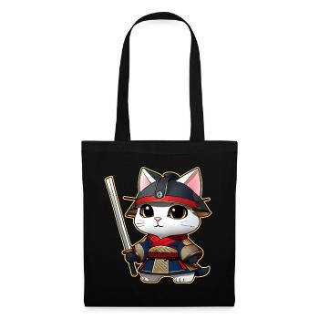 Cute samurai cat - Tote Bag - black - Front