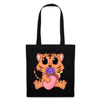 Baby Tiger Motiv - Stoffbeutel - Schwarz - Vorne