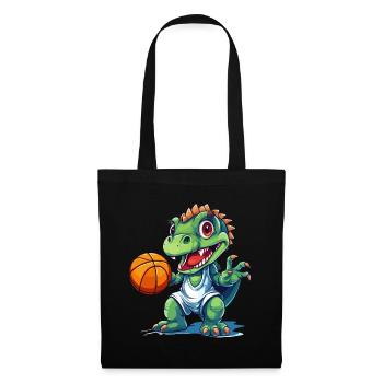 Basket-ball Dinosaure T-Rex Joueur Sports Cartoon - Sac en tissu - noir - Devant