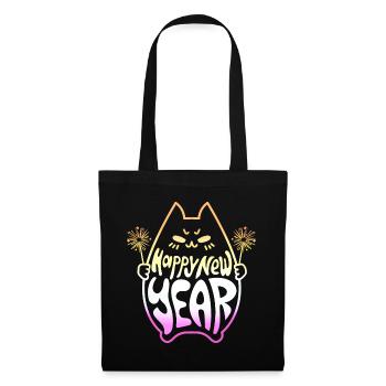Happy New Year Cat #3 Frohes Neues Jahr Katze - Tote Bag - black - Front