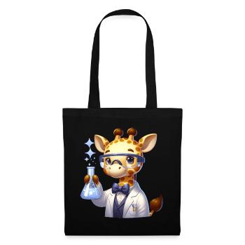 Cute Giraffe Scientist - Stoffbeutel - Schwarz - Vorne