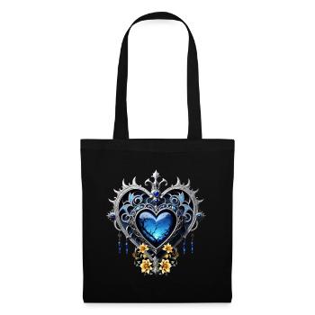 Magnifique coeur gothique noble aux couleurs bleues - Sac en tissu - noir - Devant