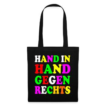 Hand in hand gegen rechts - Stoffbeutel - Schwarz - Vorne