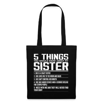 5 Things You Should Know About My Sister | Sister - Sac en tissu - noir - Devant