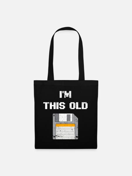 Retro Diskette Era T-Shirt - Stoffbeutel - Schwarz