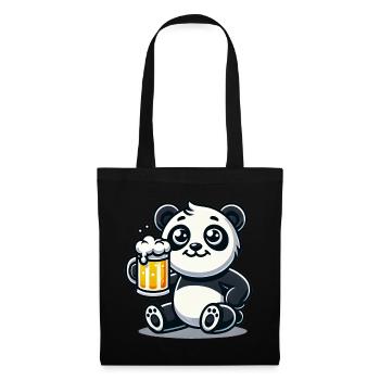 Cute Panda Drinking Beer - Stoffbeutel - Schwarz - Vorne