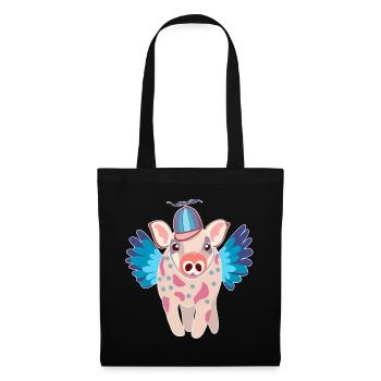 Pastel Winged Pig with Beanie - Tote Bag - black - Front