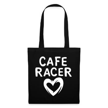 caferacer Liebe - Herzsmybol für Mopedfreunde - Stoffbeutel - Schwarz - Vorne