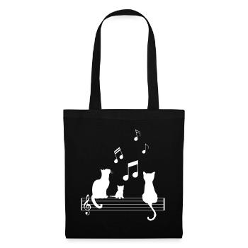 T Shirt Cat Funny Note Music Sheet Music - Tote Bag - black - Front