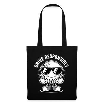 Cooler Golfball "Drive Responsibly" - Sport Logo - Stoffbeutel - Schwarz - Vorne