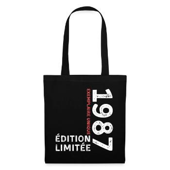 1987 vintage typographic style - Tote Bag - black - Front