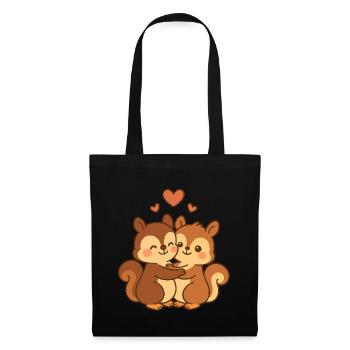 Couple d’écureuils pour la Saint-Valentin - Sac en tissu - noir - Devant