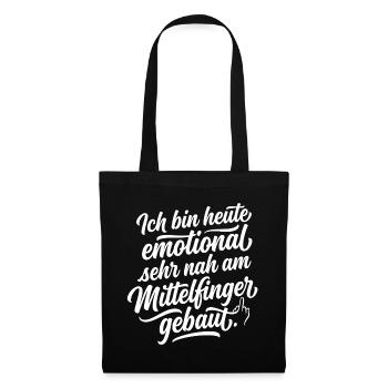Emotional sehr nah Mittelfinger Spruch - Stoffbeutel - Schwarz - Vorne