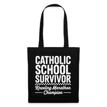  Catholic School Survivor Funny Kneeling Marathon - Stoffbeutel - Schwarz - Vorne