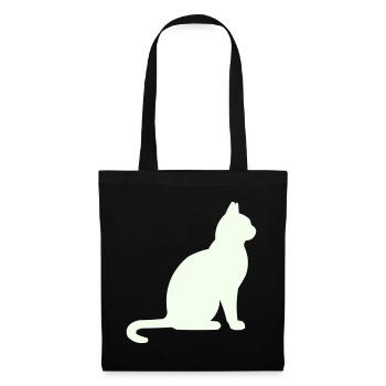 Moonlit Night Cat Silhouette - Tote Bag - black - Front