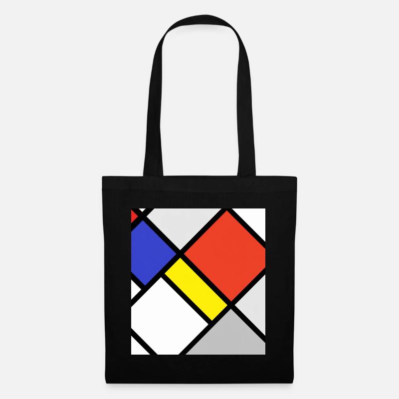 Mondrianische Geometrische Ebenen - Stoffbeutel - Schwarz
