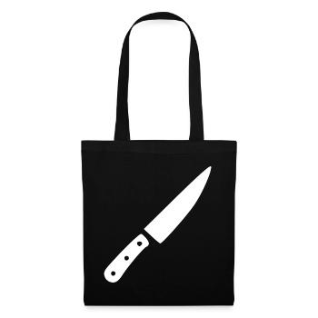 Messer Küchenmesser Koch kochen Geschenk Köchin - Stoffbeutel - Schwarz - Vorne