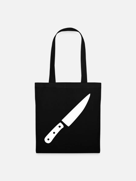 Messer Küchenmesser Koch kochen Geschenk Köchin - Stoffbeutel - Schwarz
