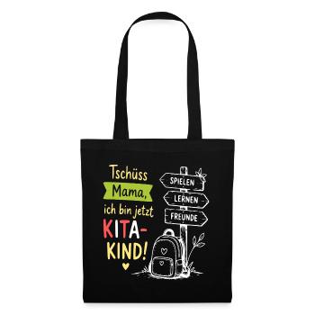 KitaKind Abschied Motiv Schild und Rucksack - Stoffbeutel - Schwarz - Vorne