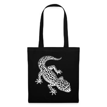 Leopardgecko Schwarzweiß Silhouette - Stoffbeutel - Schwarz - Vorne
