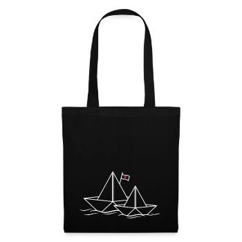 Paper Ships Heart Love Couples Paper Boat Ship - Tote Bag - black - Front