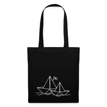 Paper Ships Couples Love Paper Boat Paper Ship - Tote Bag - black - Front