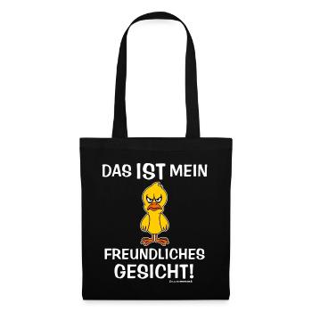 Das ist mein freundliches Gesicht Vogel RAHMENLOS - Stoffbeutel - Schwarz - Vorne