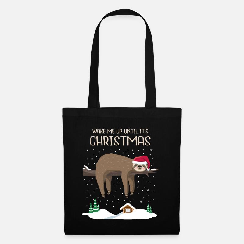 Faultier Weihnachten Sloth christmas Geschenk wake - Stoffbeutel - Schwarz