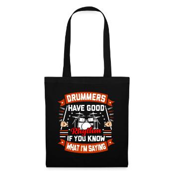 Schlagzeug Schlagzeuger Drummer Geschenk - Stoffbeutel - Schwarz - Vorne