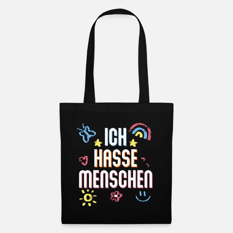 I HATE PEOPLE - Ich hasse Menschen - Geschenk Idee - Stoffbeutel - Schwarz