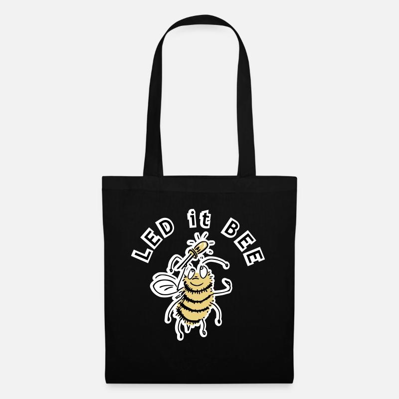 LED es BEE - Witz - Stoffbeutel - Schwarz