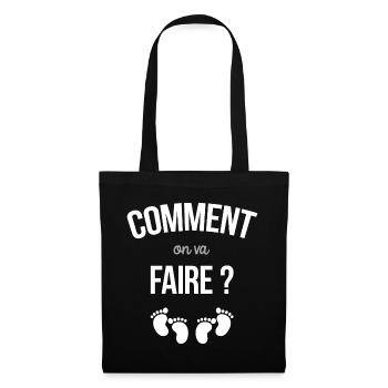 Idee Cadeau Annonce Grossesse Originale Jumeaux - Sac en tissu - noir - Devant