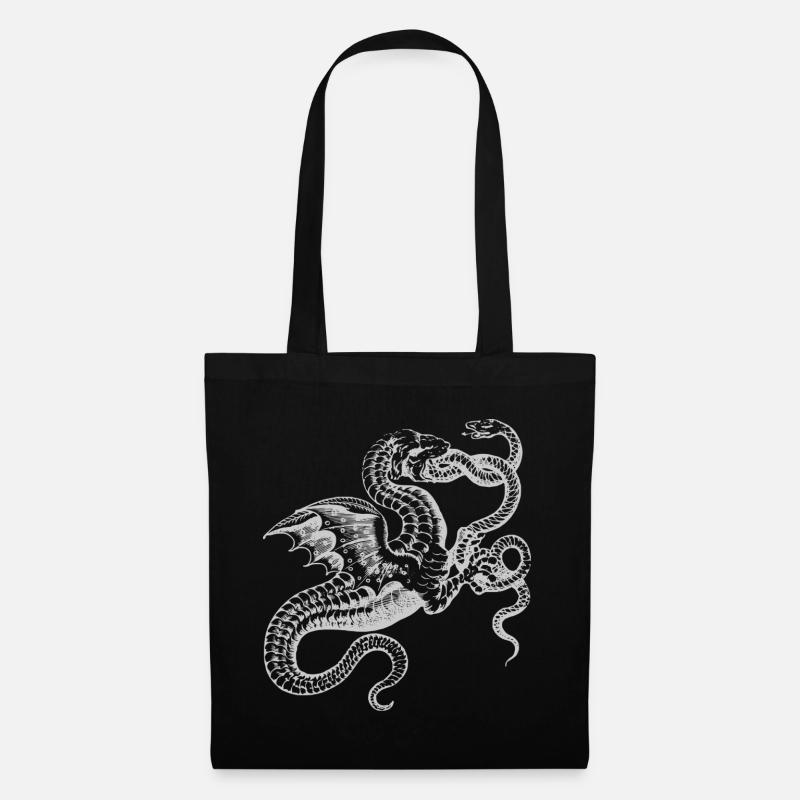 Drache Drachen Schlange Schlangen Mystisch - Stoffbeutel - Schwarz