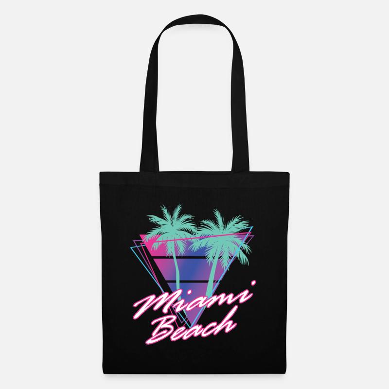 Miami Beach Florida Retro Synthwave - Stoffbeutel - Schwarz