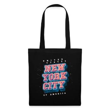 New York City NYC USA Amerika Stadt Schrift - Stoffbeutel - Schwarz - Vorne