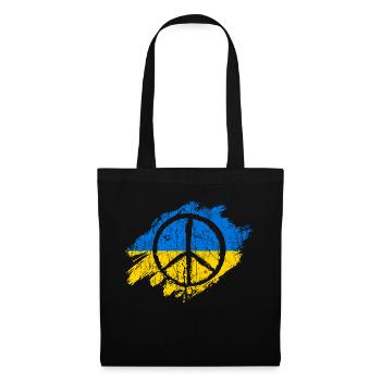 Ukraine Frieden Peace Flagge - Stoffbeutel - Schwarz - Vorne