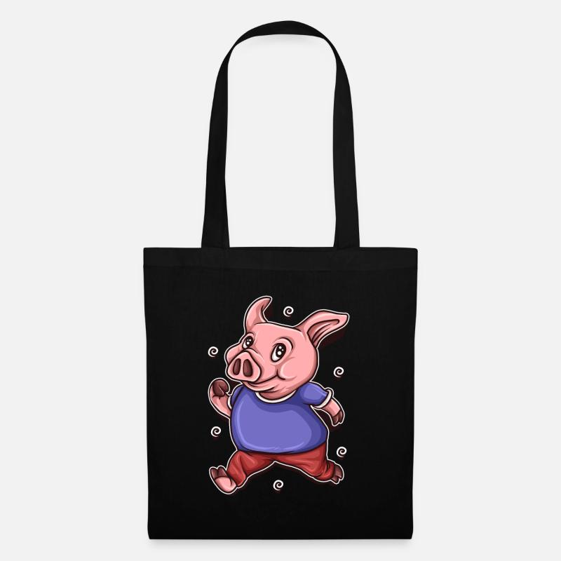 Schwein Schweinchen Tshirt Kinder Süß Geschenk - Stoffbeutel - Schwarz