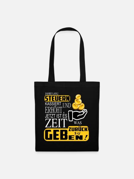 Steuern zurück geben - Stoffbeutel - Schwarz