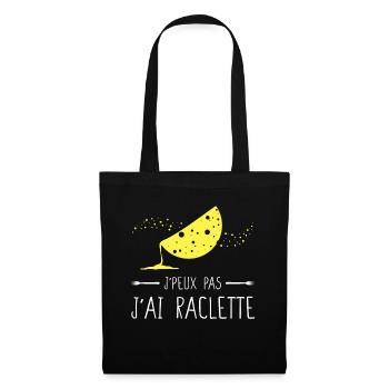 J'peux pas j'ai raclette - Humour Fromage Hiver - Sac en tissu - noir - Devant