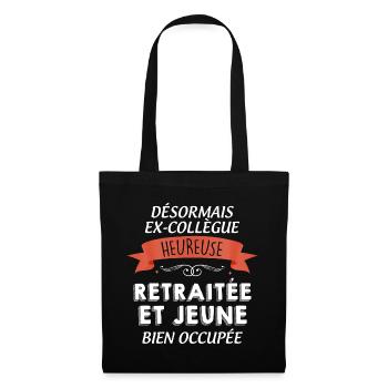 Femme Collègue Future Retraitée Jeune Et Heureuse - Sac en tissu - noir - Devant