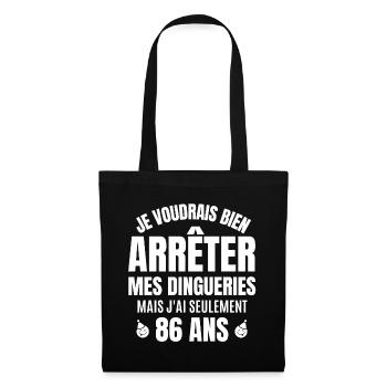 anniversaire 86 ans, anniversaire - Sac en tissu - noir - Devant