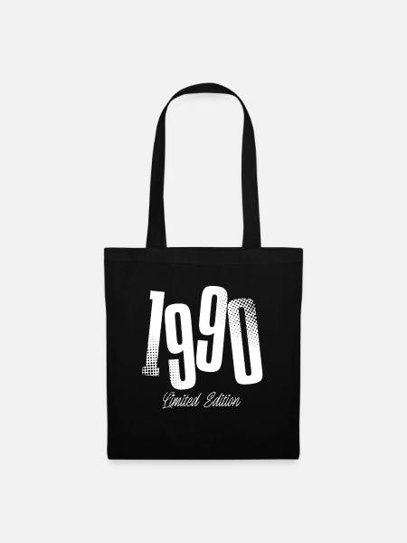 1990 Jahrgang Geburtstag Baujahr Geboren - Stoffbeutel - Schwarz