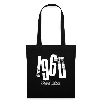 1960 Jahrgang Geburtstag Baujahr Geboren - Stoffbeutel - Schwarz - Vorne