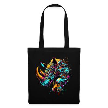 Rhinocéros coloré créatif mécanique - Sac en tissu - noir - Devant