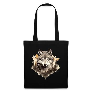 Wolf Wolf’s Head Nature Wilderness Forest Trees Art - Sac en tissu - noir - Devant